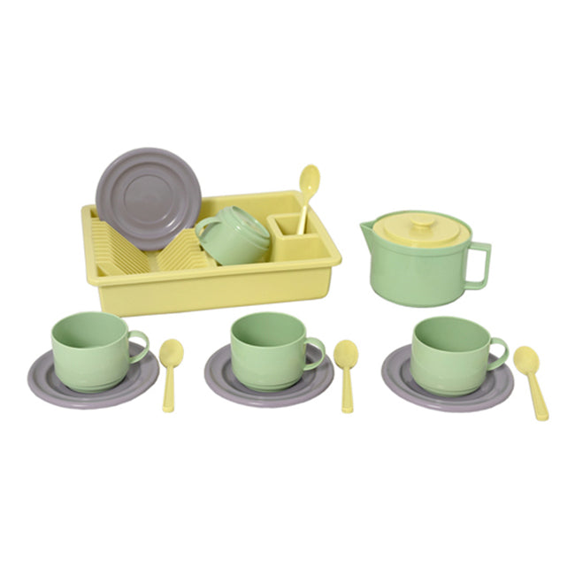 Plasto I'm Green Mug/Plate/Spoon/Tray/Pitcher Coffee Set Kids PlayToy 1y+ (15 Pieces)