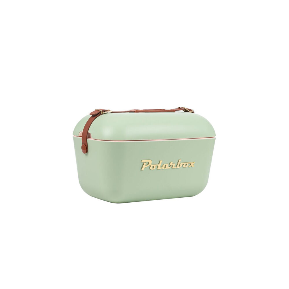 Polarbox Gold 12L Cooler Box Container w/ Adjustable Leather Strap Sage