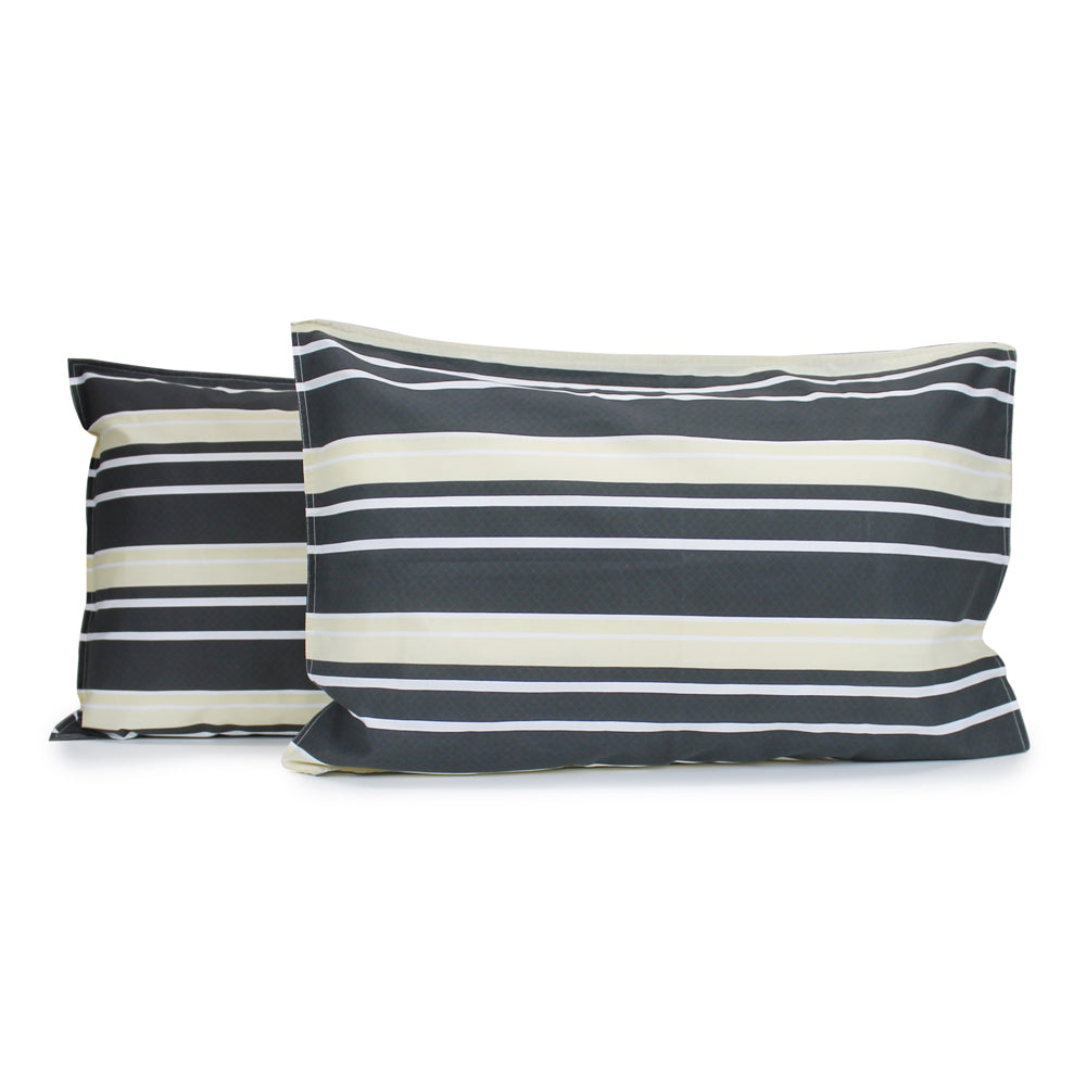 Jason Commercial Brighton Bedroom Pillow Case 48x73cm Charcoal/Cream Stripe (2 Pieces)