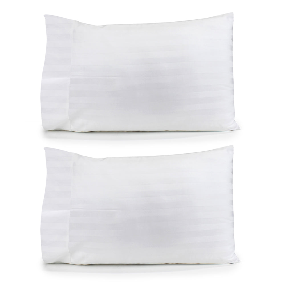 Jason Commercial Satin Stripe Easy Care Pillow Case with Cuff 48x73cm White (2 Pack)