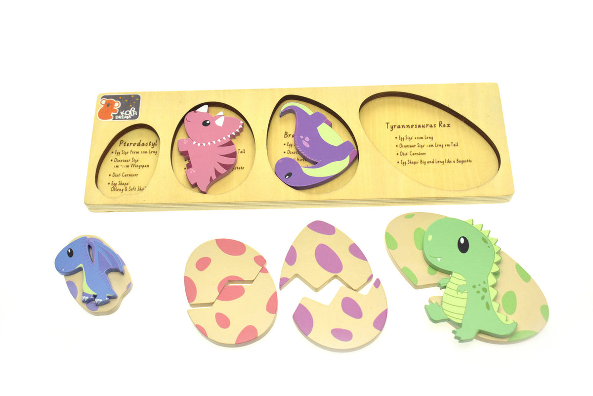 Koala Dream Dinosaur Eggs w/Facts 2 Layer Puzzle Board For Toddler/Children 18m+