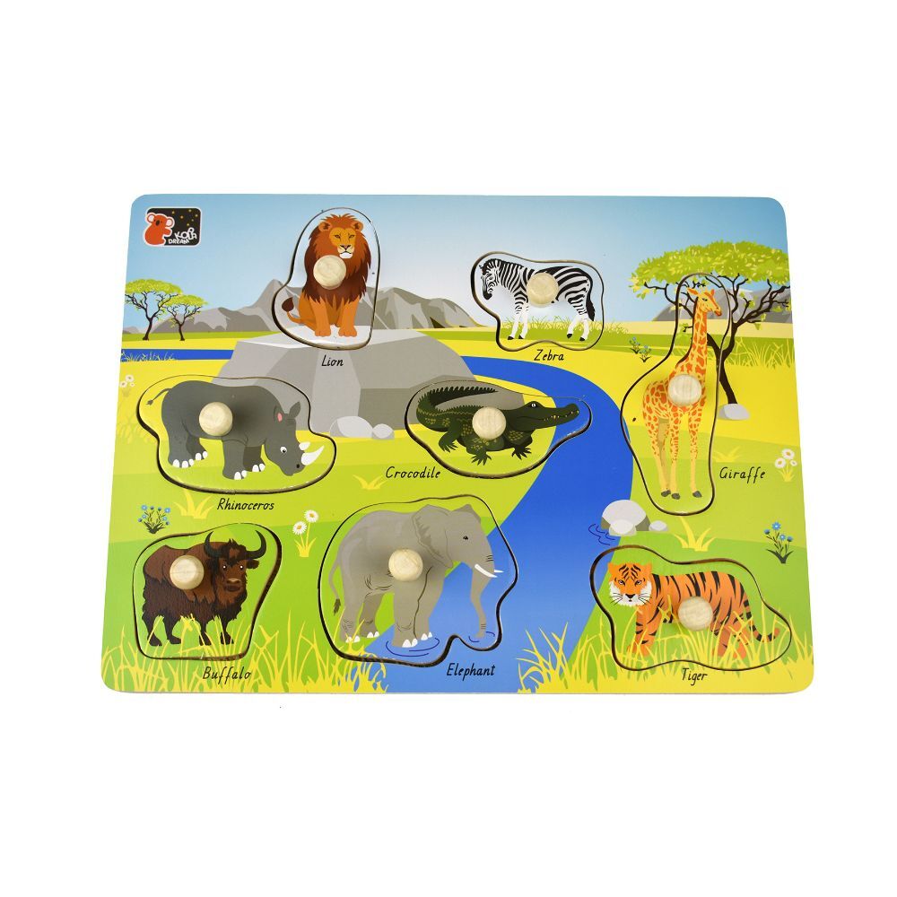 Koala Dream 2 In 1 Wild Animal Kids/Childrens Early Learning Peg Puzzle 18m+