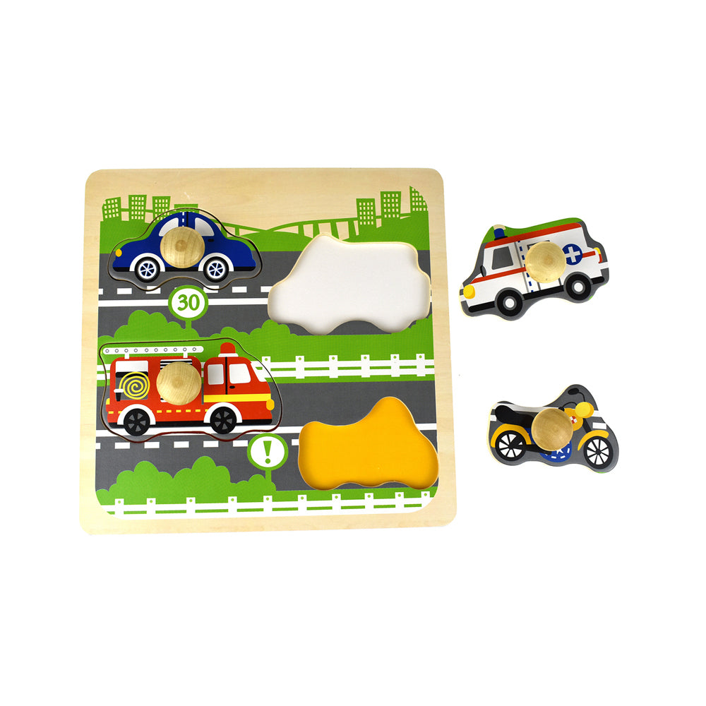 Kaper Kidz Traffic Large Peg Wooden Puzzle Play Educational Game Toy Kids 10m+ — image 2