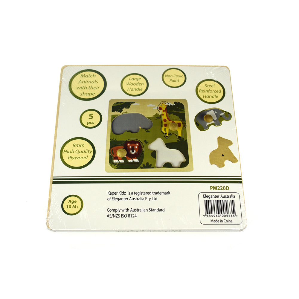 Kaper Kidz Safari Animal Large Peg Wooden Puzzle Educational Game Toy Kids 10m+ — image 4