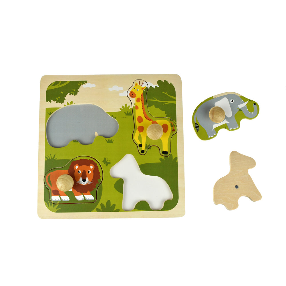 Kaper Kidz Safari Animal Large Peg Wooden Puzzle Educational Game Toy Kids 10m+ — image 2