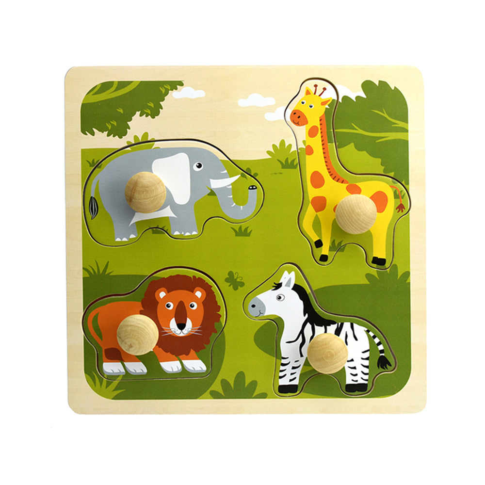 Kaper Kidz Safari Animal Large Peg Wooden Puzzle Educational Game Toy Kids 10m+