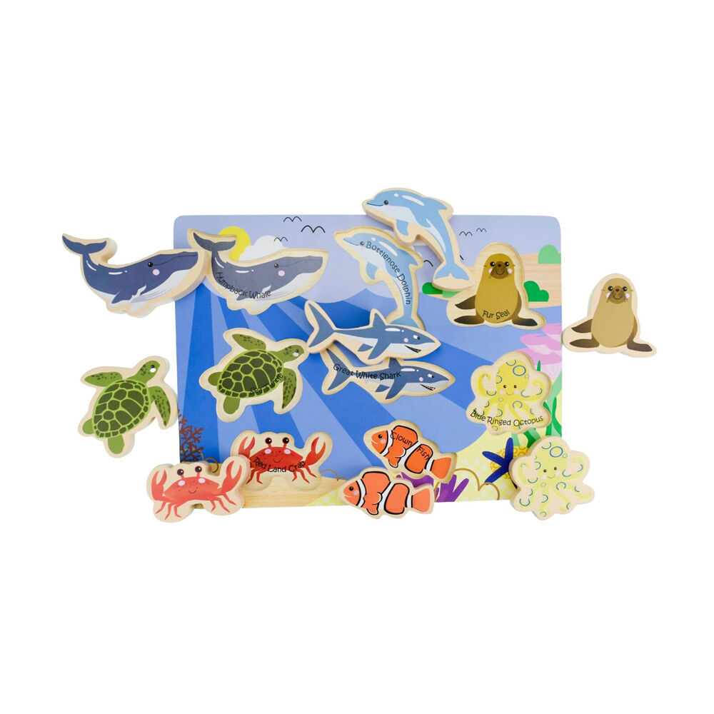 Koala Dream Sea Animals Wooden Chunky Puzzle/Toy 12m+ (8 Pieces) — image 2
