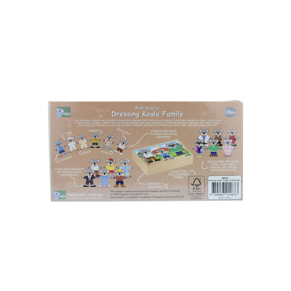 Koala Dream 18m+ Wooden Dressing Up Koala Family w/ Expressions Kids Toy — image 7