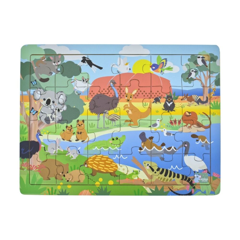 Koala Dream Aussie Animals Names Jigsaw Puzzle Kids Toy 18m+ Wooden (24 Pieces)