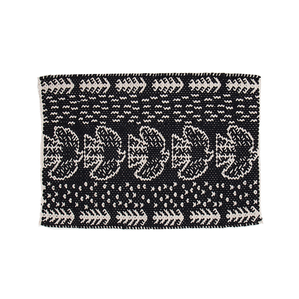 Dwbh Woven Jaquard 48x33cm Placemat Set Table Protection Mat Decor Black (4 Pieces)