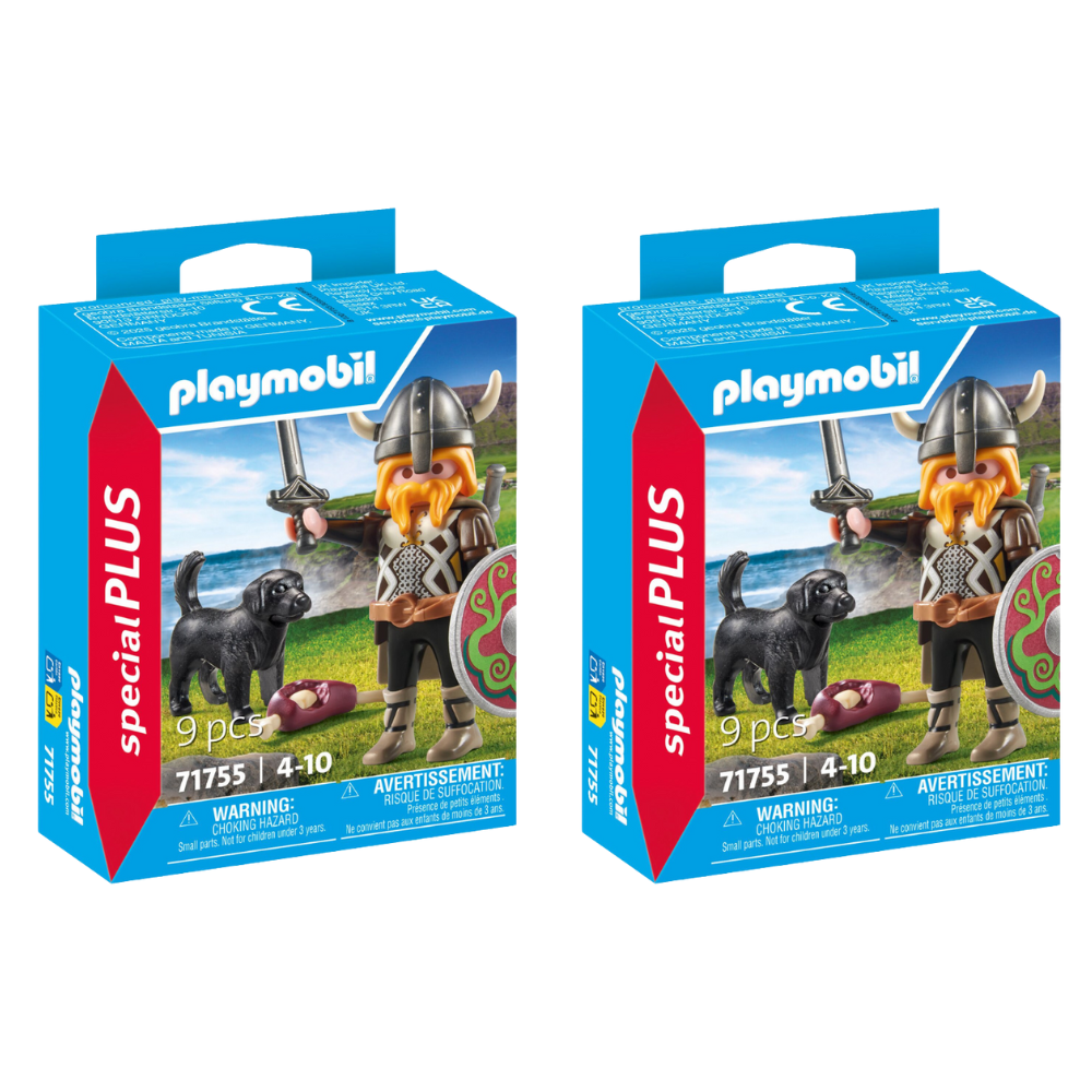 Playmobil 9pc Playmobil 21x15cm Viking w/ Guard Dog Kids Action Figure Play Set 4y+ (2 Pack)