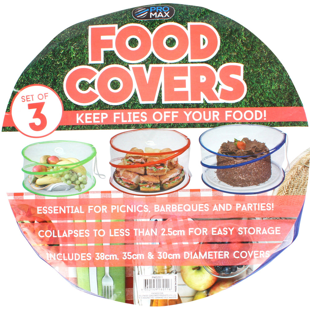 Pro Max Collapsible 30/35/38cm Pop Up Food Cover Storage Fly Protector Set (3 Pieces) — image 2