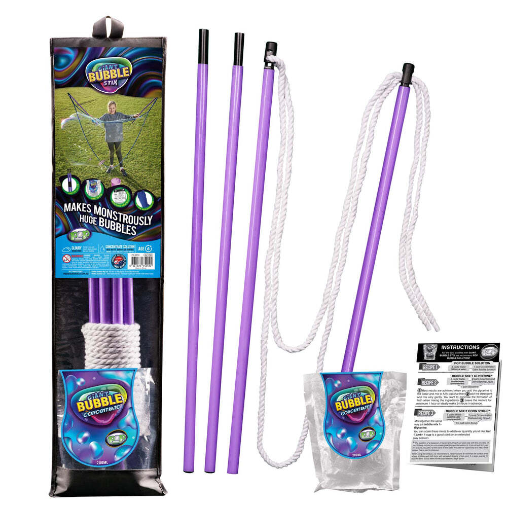 Pop Giant Bubble Stix Kids/Children's Fun Interactive Outdoor Science Toy Set 6+