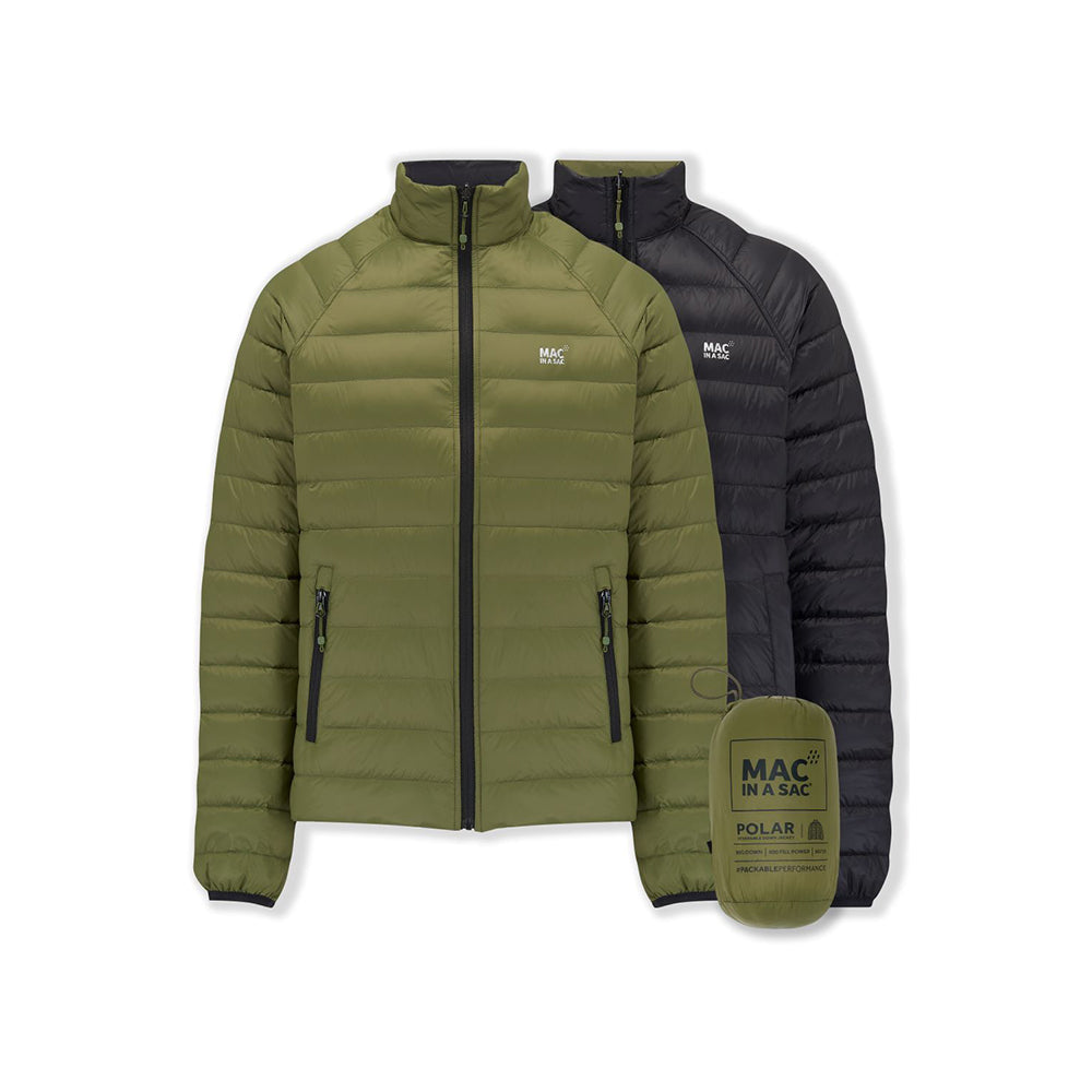 Mac in a Sac Packable Adult Mens Polar Down Reversible Jacket Khaki/Black XXL