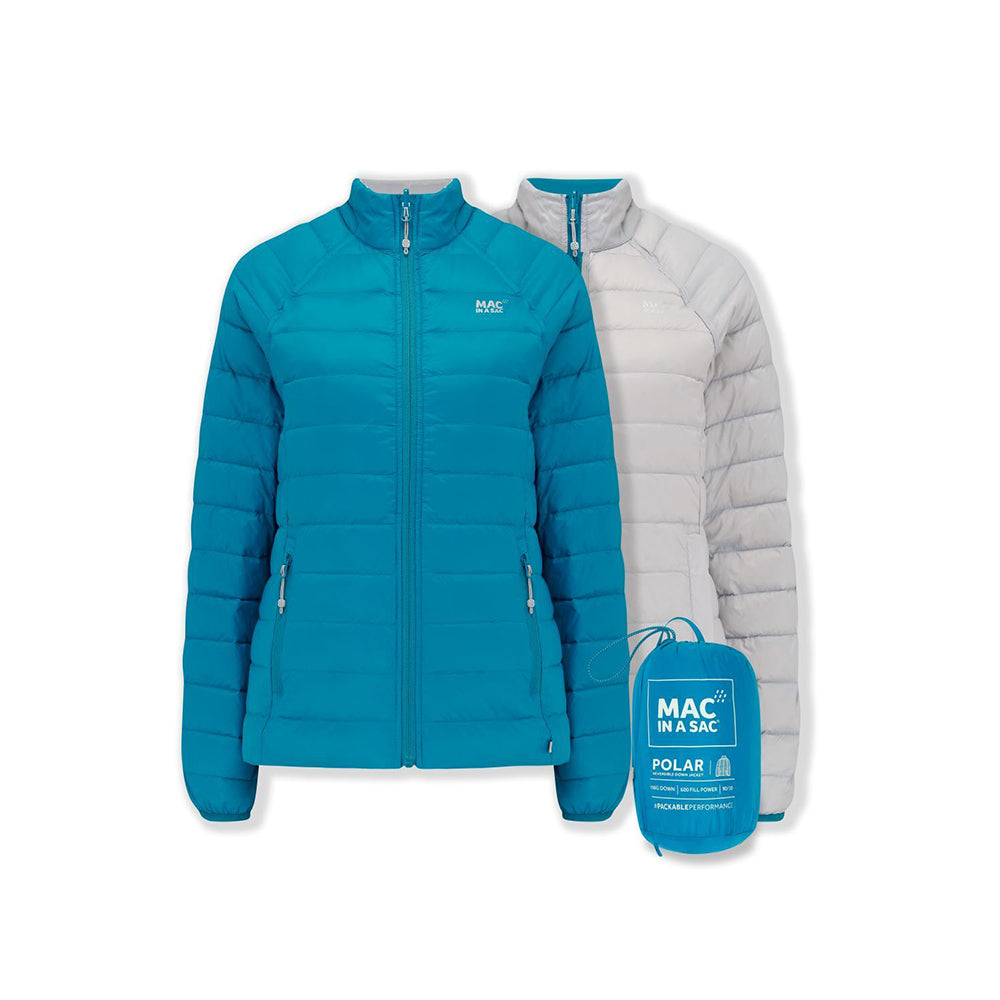 Mac in a Sac Packable Adult Ladies Polar Down Reversible Jacket Petrol/Grey AU18