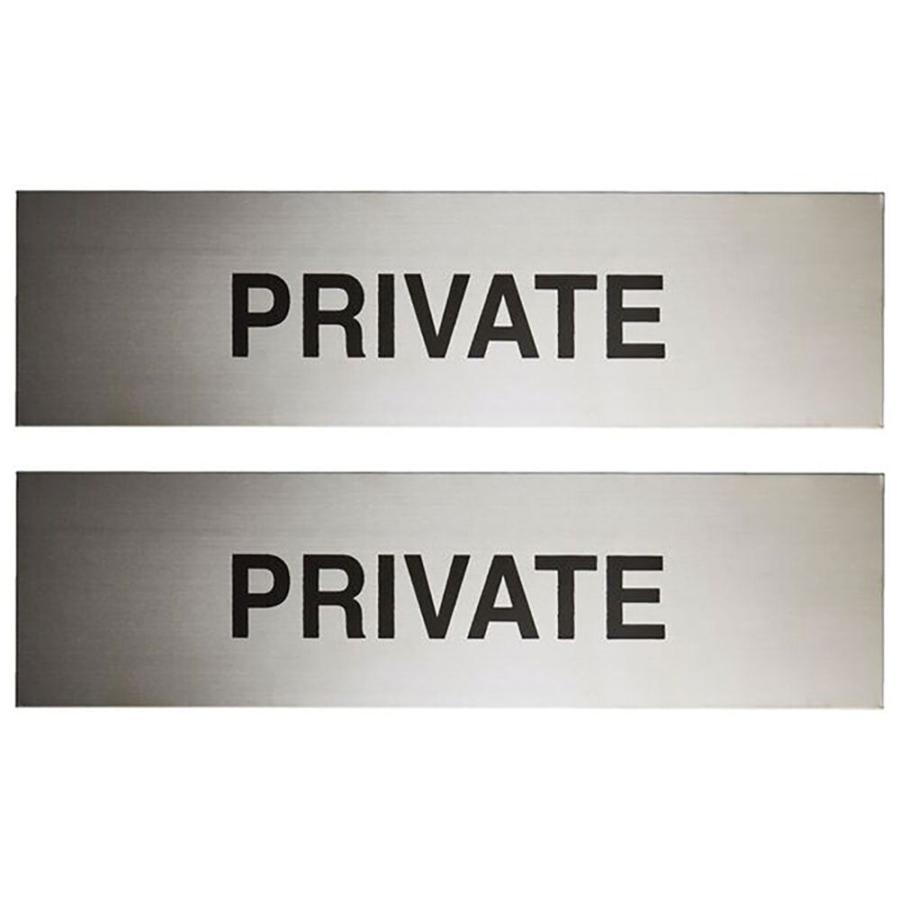 Sandleford 20cm Metal Private Sign Self Adhesive Work/Business Signage Silver (2 Pack)