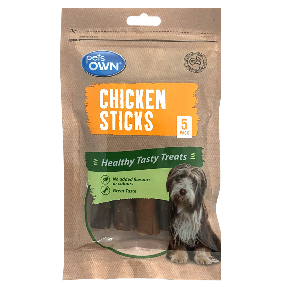 Pets Own Chicken Sticks Natural Healthy Pet/Dog Treats/Rewards/Chews/Twist (5 Pieces)