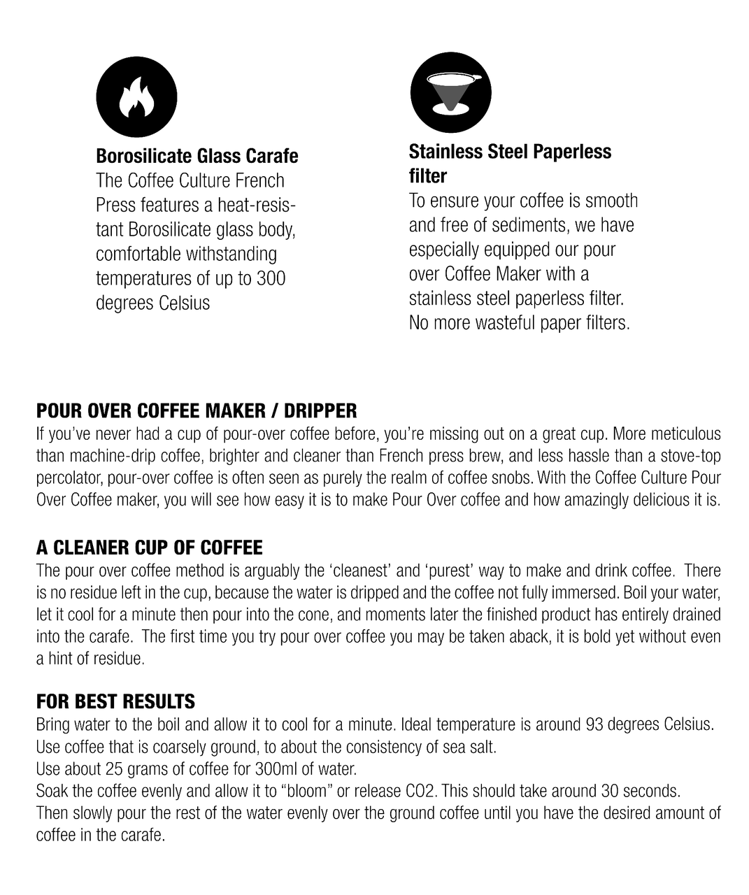 Coffee Culture Pour Over 600ml Glass Coffee Maker Drip Jug w/ Filter Clear — image 5