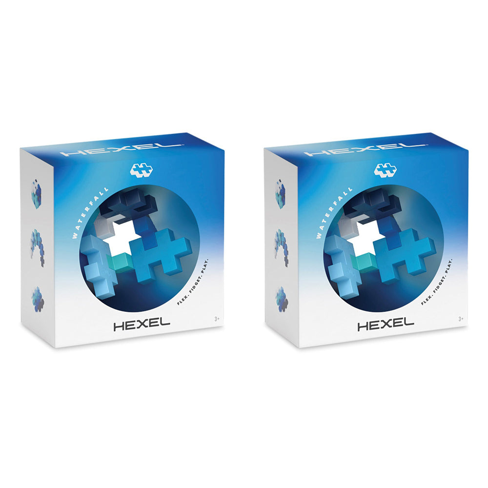 Plus-Plus Hexel Fidget Toy Waterfall Kids/Child 6-Interconnected Blocks 3y+ (2 Pack)