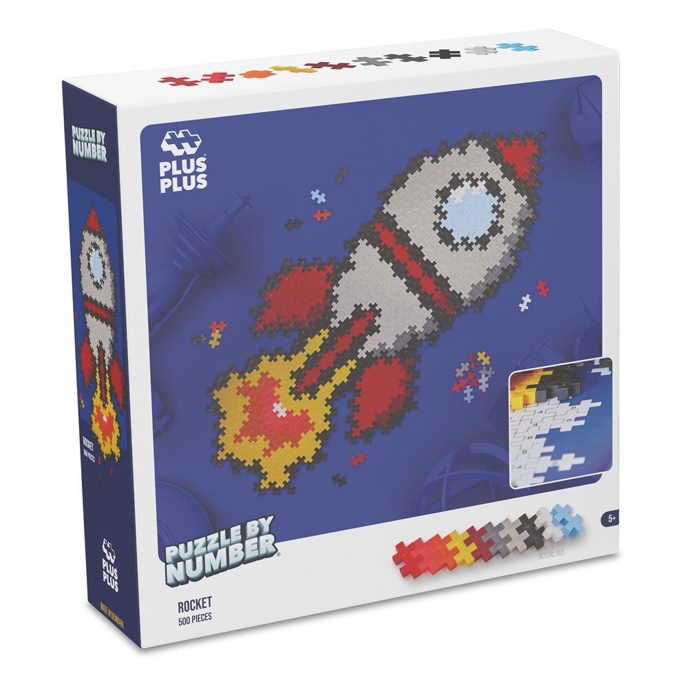 Plus-Plus Puzzle by Number Rocket Kids Play Learning Interactive Toy 5y+ (500 Pieces)