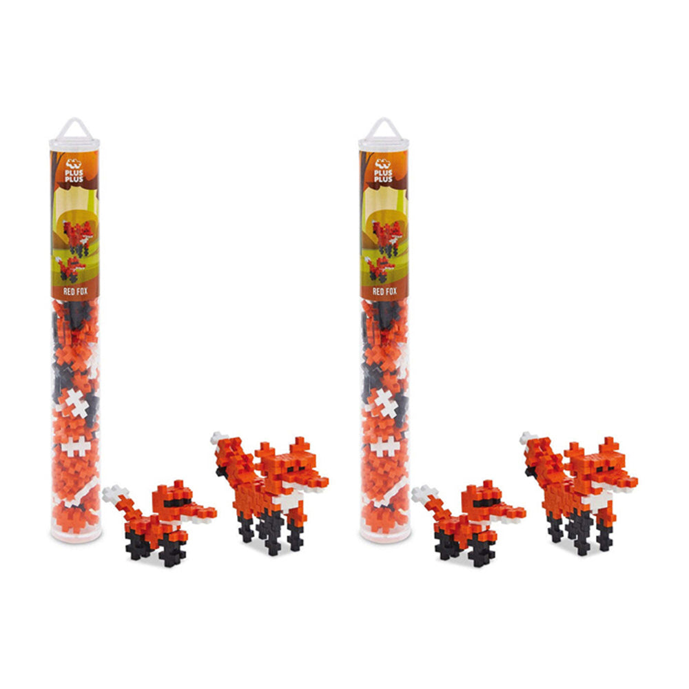 Plus-Plus 100pc Plus-Plus Red Fox Tube 2D Building Puzzle Kids Activity Learning Toy 5+ (2 Pack)