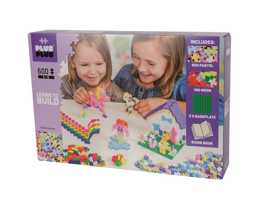 Plus-Plus Pastel Learn to Build 2D Puzzle Toy Activity Learning Kids 5y+ (600 Pieces)