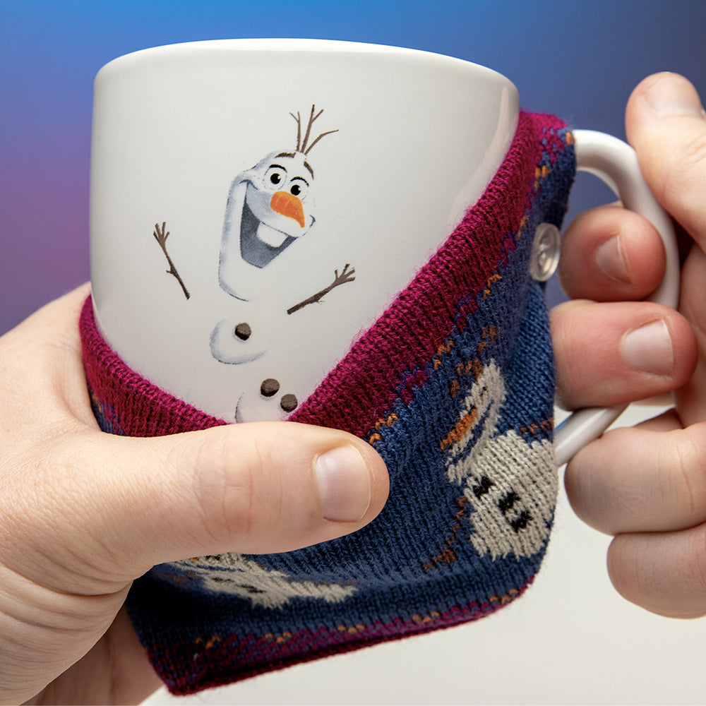 Paladone 250ml Frozen Olaf Cosy Mug Kids/Children Coffee/Tea Cup Gift w/ Knit