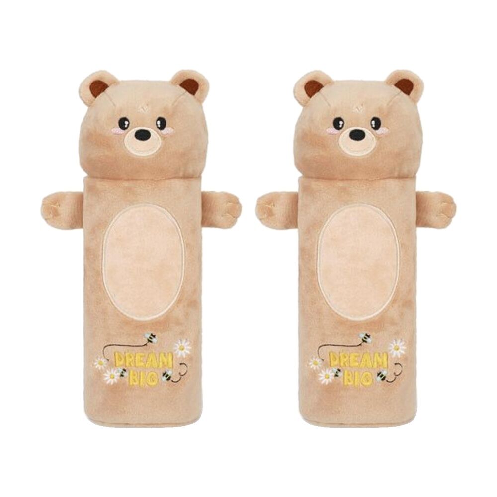 Legami Plush Pencil Case Teddy Theme Super Soft w/Zip Kids Stationery 3y+ (2 Pack)