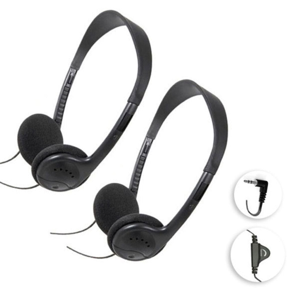 Sansai Stereo Headphones 3.5mm w/Volume Control/Cable 1.5m for TV/Radio (2 Pieces)