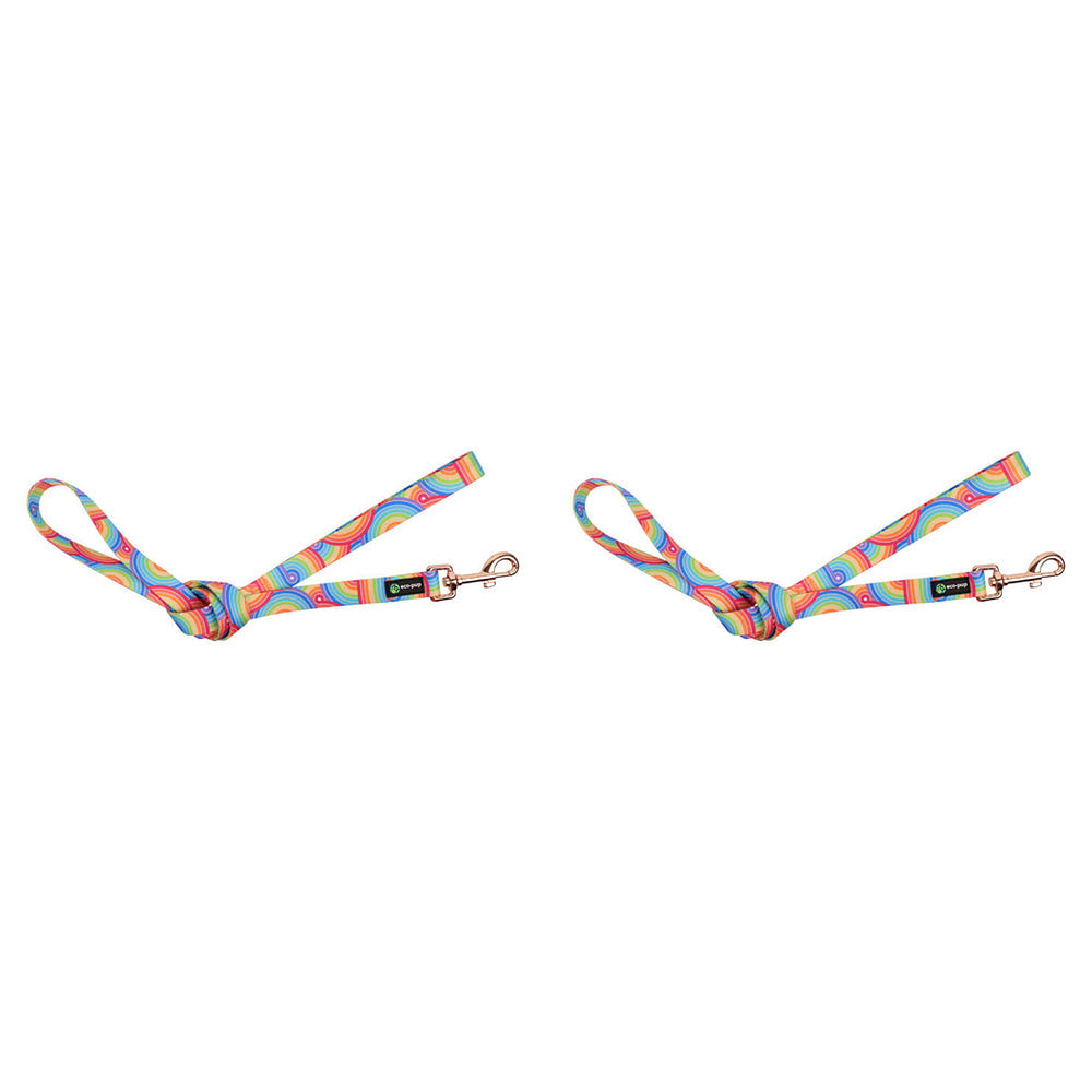 Eco-Pup Dog Walking Lead/Leash 120cm Narrow 20mm Rainbow (2 Pack)