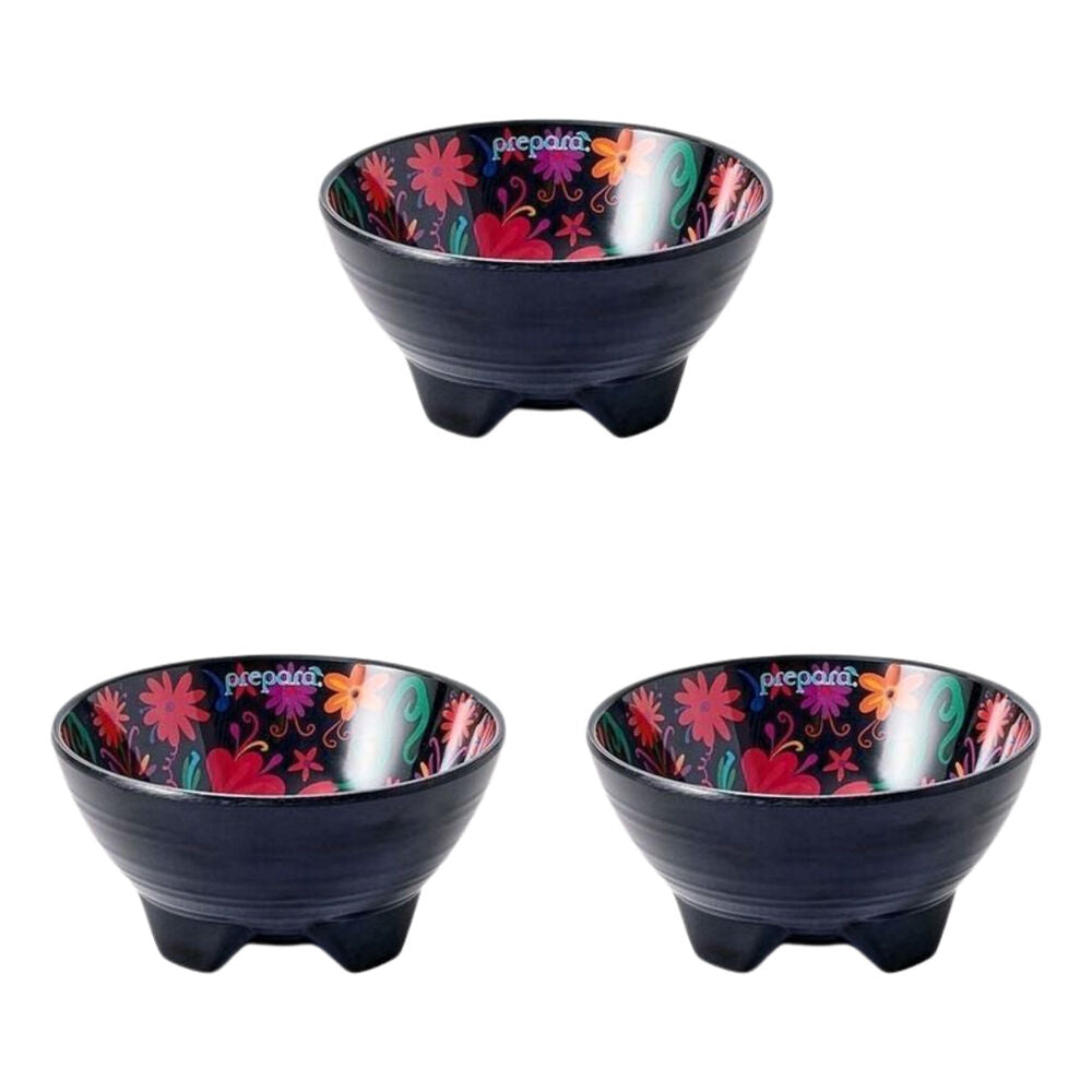 Prepara Melamine Tortilla Taco Party Serving Bowl Day of the Dead Ed 4in Black (3 Pack)