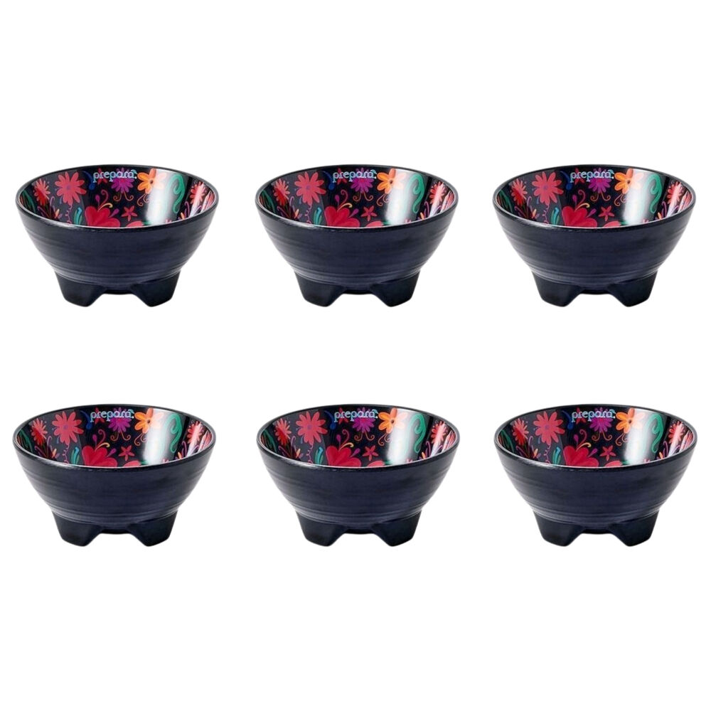 Prepara Melamine Tortilla Taco Party Serving Bowl Day of the Dead Ed 4in Black (6 Pack)