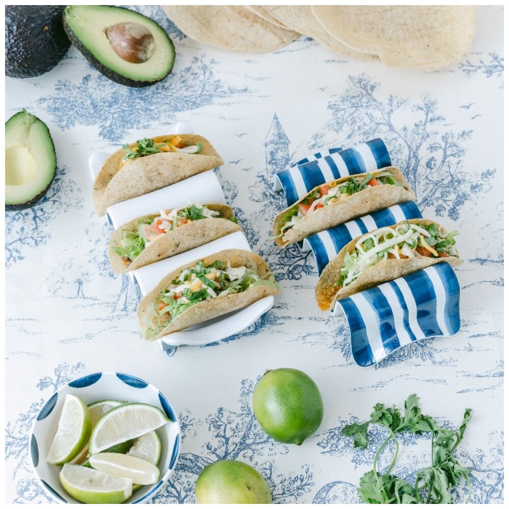 Prepara Taco Holder Multiple Coastal Stripe Melamine Kitchenware - Blue/White — image 4