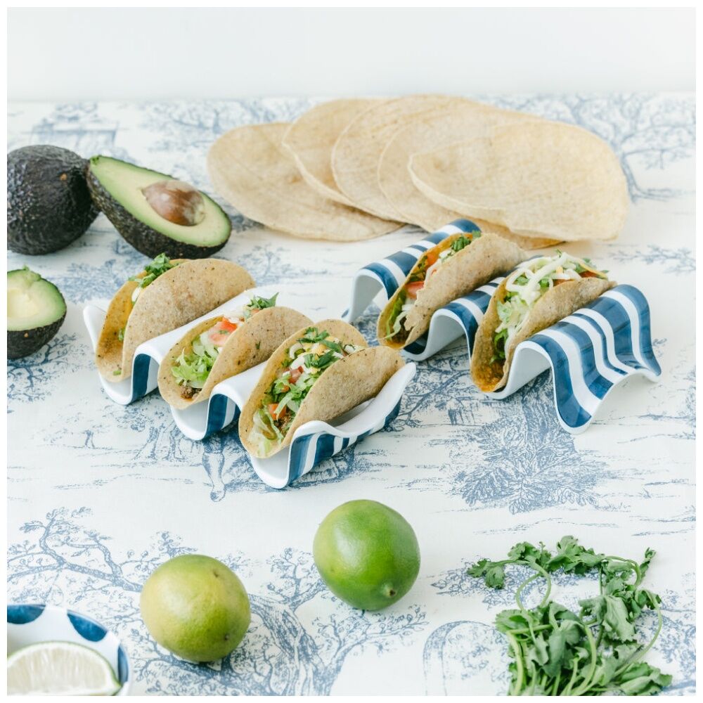 Prepara Taco Holder Multiple Coastal Stripe Melamine Kitchenware - Blue/White — image 3