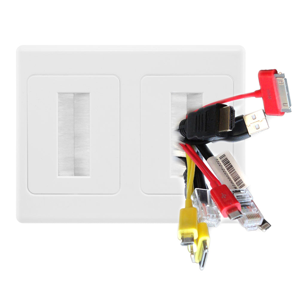 Pro2 Double Gang Wallplate Wall Plate Brush Outlet Cover for Lead Cable Managmet 8PK — image 3