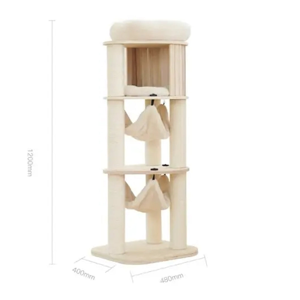 Petsbelle Halfair Solid Wood Sleeping/Scratcher Pet Hideaway Cat Tree Natural — image 3