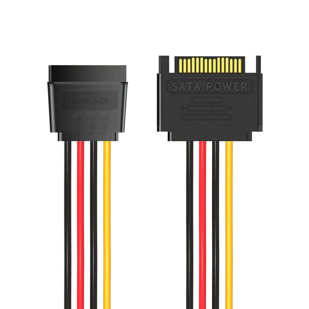 Cruxtec SATA Power Extender Cable Connector 15pin Male to Female 20cm Black — image 2