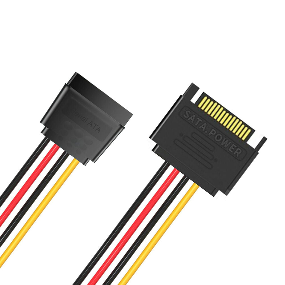 Cruxtec SATA Power Extender Cable Connector 15pin Male to Female 20cm Black