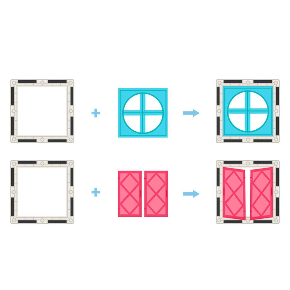Picasso Tiles Magnetic Tile Operable Door & Window Kids Toy Set 3y+ (30 Pieces) — image 2