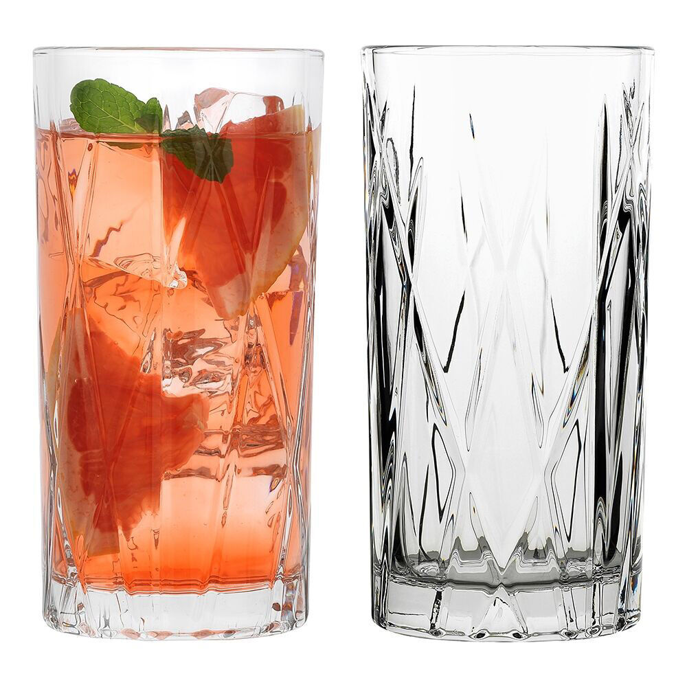 Porto 6pc Porto Riley Soda Lime Glass Hi Ball Tumblers Drinkware Set 350ml Clear (2 Pack) — image 2