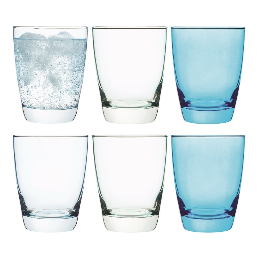 Porto Estelle 300ml Glass Tumbler Water/Juice Drinking Cup Set Round Blue (6 Pieces)