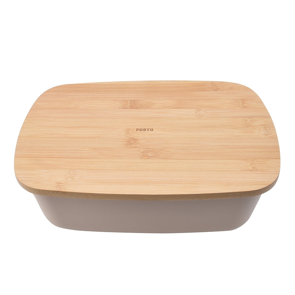 Porto Zest Plastic/Bamboo 36cm Bread Bin Kitchen/Food Storage Container w/ Lid