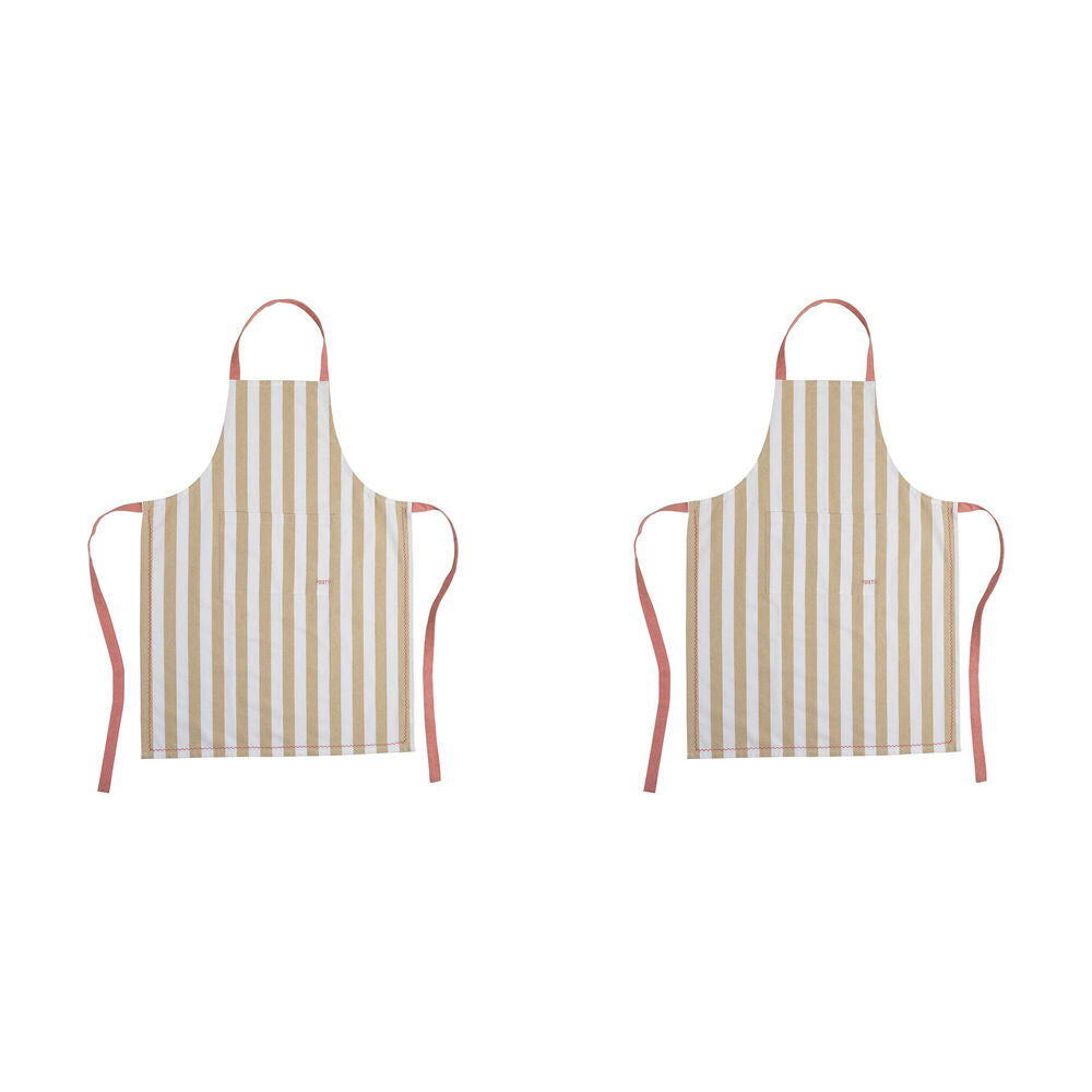 Porto Lola Polycotton Chef Apron w/ Front Pocket Home/Kitchen Cooking Almond (2 Pack)