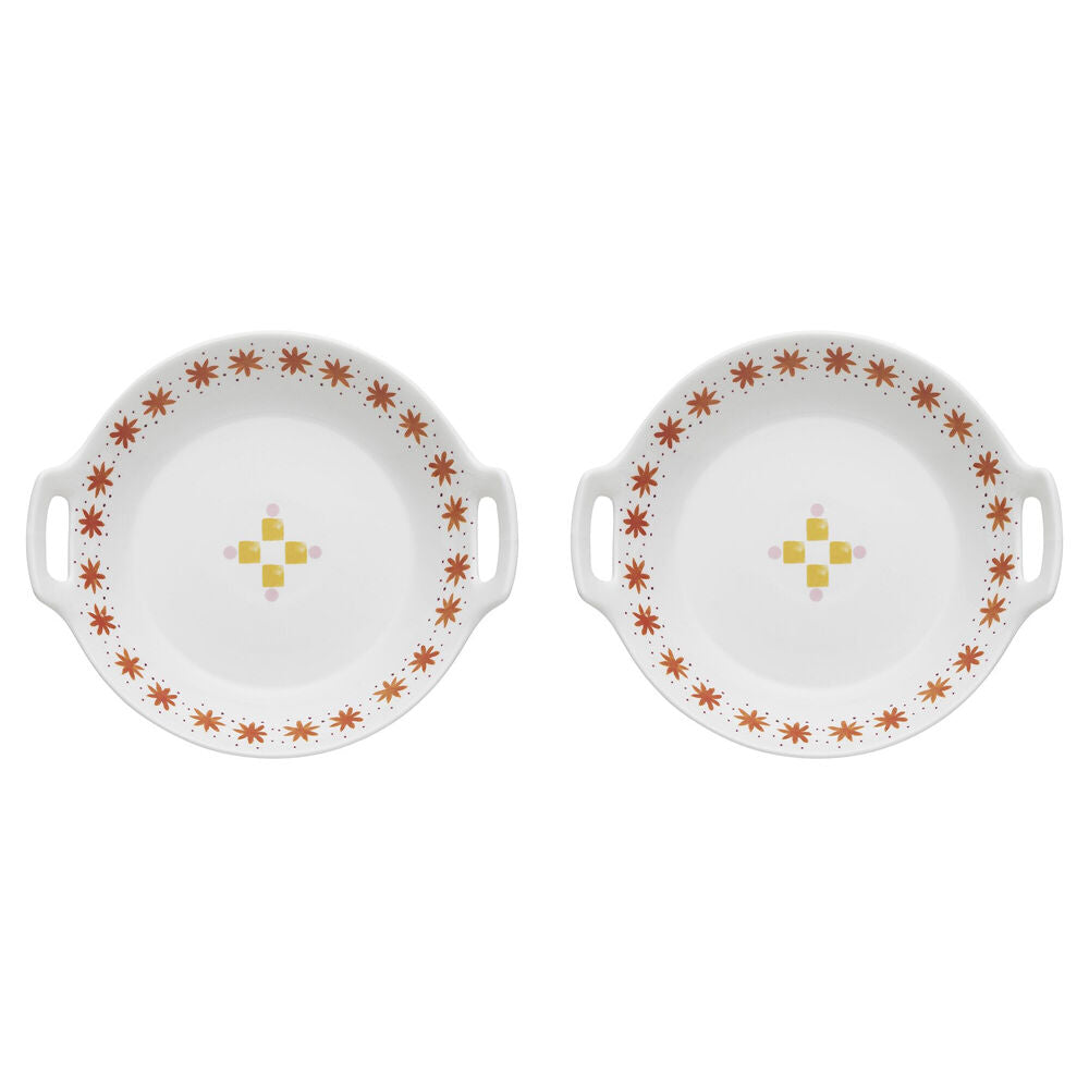 Porto Fiesta Porcelain Shallow Serving Bowl Dish w/ Handles 29.5cm White (2 Pack)