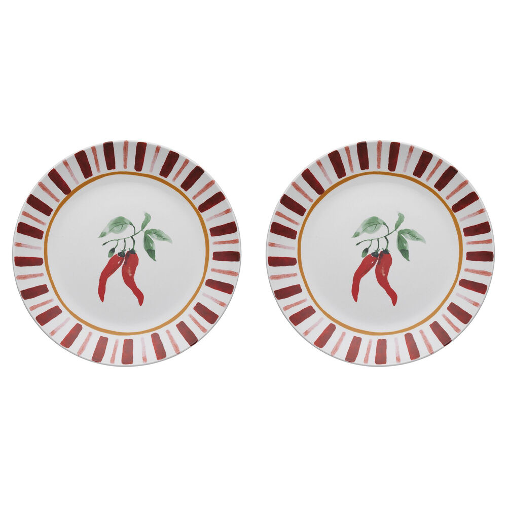 Porto Cucina Porcelain Round Serving Platter Dish Serveware 30cm Chilli (2 Pack)