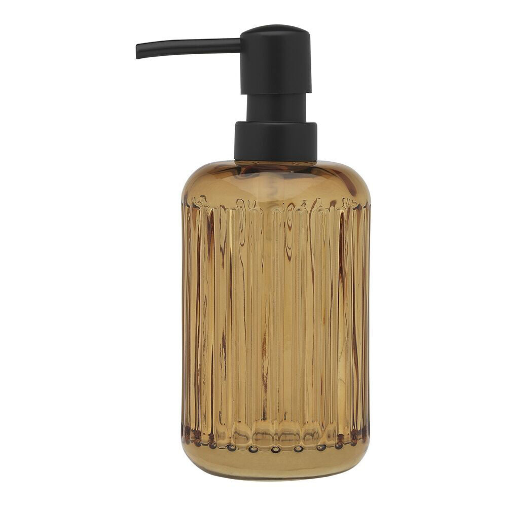 Porto Ellis Glass Hand Soap Dispenser Container Bath Organiser 18cm Amber (3 Pack) — image 2