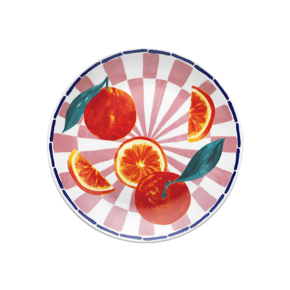 Porto Valentina Porcelain Round Side Plate Food Dish Tableware Tangerine 20cm