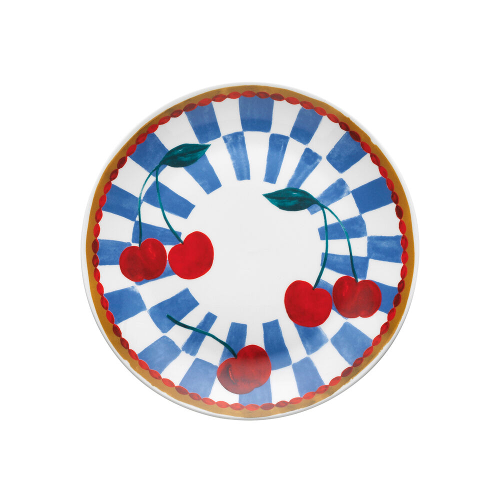 Porto Valentina Porcelain Round Side Plate Food Dish Tableware Cherry 20cm