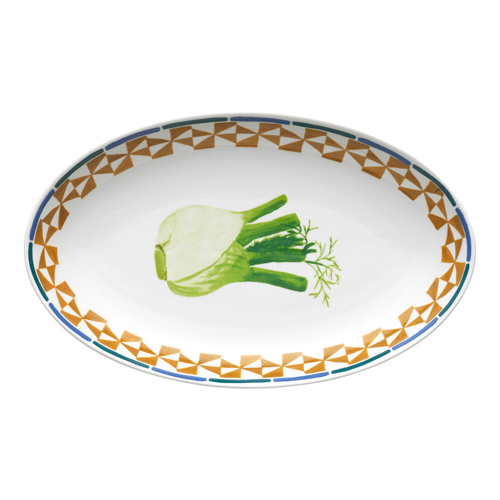 Porto Valentina Porcelain Oval Serving Platter Food Dish/Plate 32cm Fennel