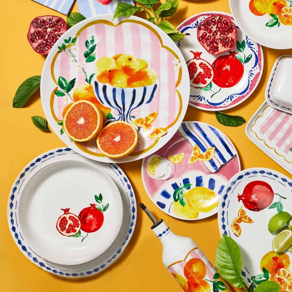Porto 30cm Fruit Bowl Porcelain Positano Round Serving Platter Plate — image 2
